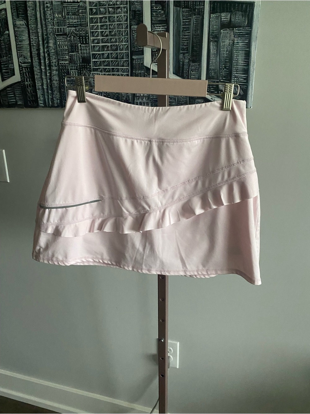 Koydan Light Pink Skort with Asymmetrical Ruffle Detail Medium
